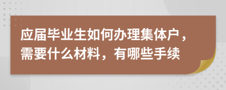 应届毕业生如何办理集体户，需要什么材料，有哪些手续