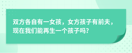 双方各自有一女孩，女方孩子有前夫，现在我们能再生一个孩子吗？