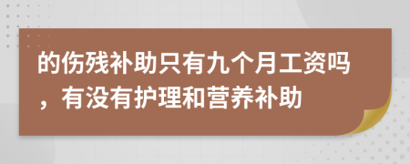 的伤残补助只有九个月工资吗，有没有护理和营养补助