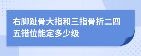 右脚趾骨大指和三指骨折二四五错位能定多少级