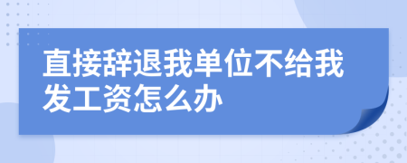 直接辞退我单位不给我发工资怎么办