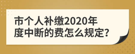 市个人补缴2020年度中断的费怎么规定？