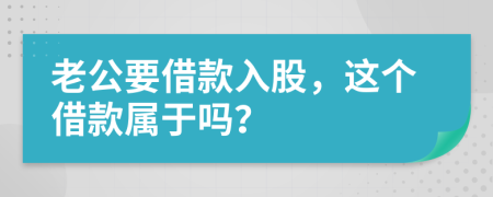 老公要借款入股，这个借款属于吗？