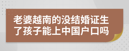 老婆越南的没结婚证生了孩子能上中国户口吗