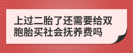 上过二胎了还需要给双胞胎买社会抚养费吗