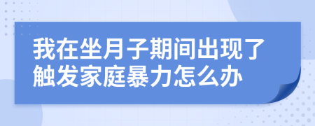 我在坐月子期间出现了触发家庭暴力怎么办