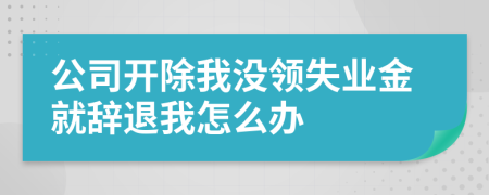 公司开除我没领失业金就辞退我怎么办