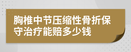 胸椎中节压缩性骨折保守治疗能赔多少钱