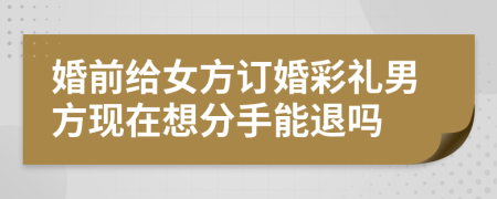 婚前给女方订婚彩礼男方现在想分手能退吗