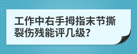 工作中右手拇指末节撕裂伤残能评几级？