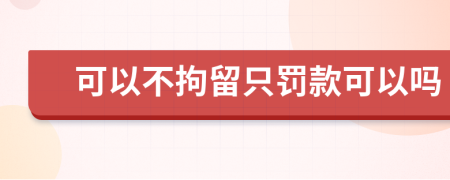 可以不拘留只罚款可以吗