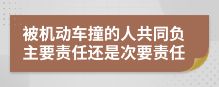 被机动车撞的人共同负主要责任还是次要责任