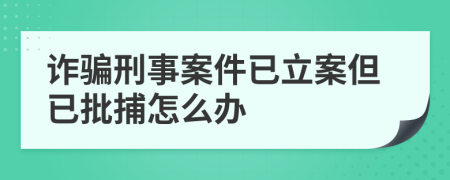 诈骗刑事案件已立案但已批捕怎么办