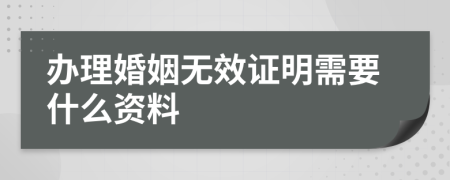 办理婚姻无效证明需要什么资料