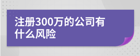 注册300万的公司有什么风险