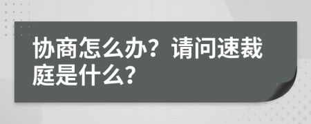 协商怎么办？请问速裁庭是什么？