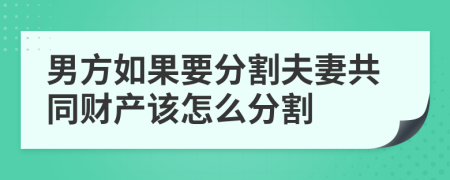 男方如果要分割夫妻共同财产该怎么分割