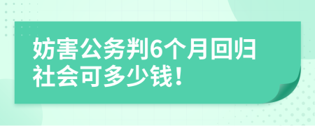 妨害公务判6个月回归社会可多少钱！