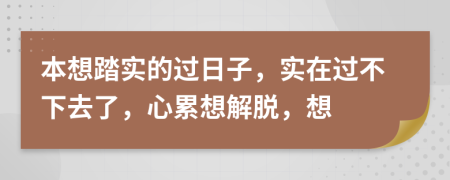 本想踏实的过日子，实在过不下去了，心累想解脱，想