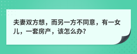 夫妻双方想，而另一方不同意，有一女儿，一套房产，该怎么办？