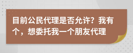 目前公民代理是否允许？我有个，想委托我一个朋友代理