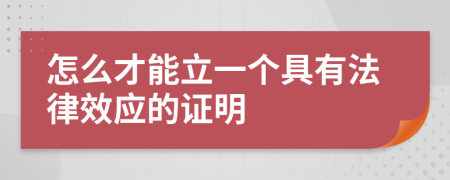 怎么才能立一个具有法律效应的证明