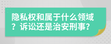 隐私权和属于什么领域？诉讼还是治安刑事？