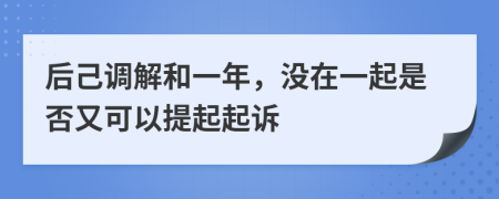 后己调解和一年，没在一起是否又可以提起起诉