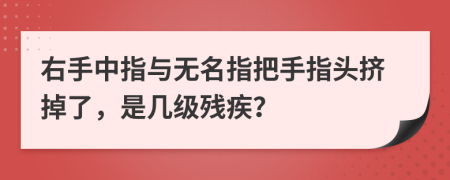 右手中指与无名指把手指头挤掉了，是几级残疾？