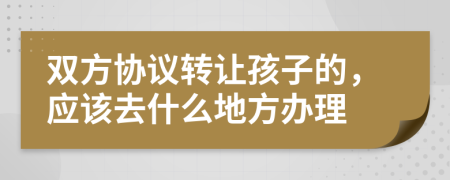 双方协议转让孩子的，应该去什么地方办理