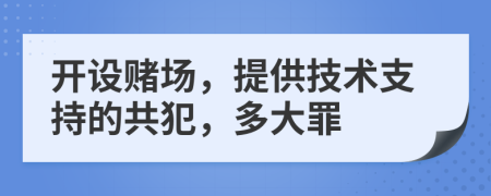 开设赌场，提供技术支持的共犯，多大罪