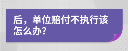 后，单位赔付不执行该怎么办？