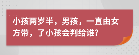 小孩两岁半，男孩，一直由女方带，了小孩会判给谁？