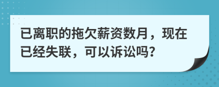 已离职的拖欠薪资数月，现在已经失联，可以诉讼吗？