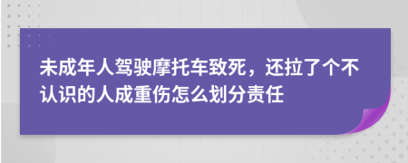 未成年人驾驶摩托车致死，还拉了个不认识的人成重伤怎么划分责任