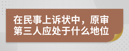 在民事上诉状中，原审第三人应处于什么地位