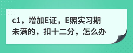 c1，增加E证，E照实习期未满的，扣十二分，怎么办