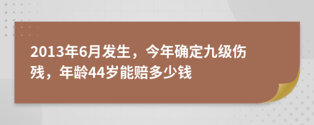 2013年6月发生，今年确定九级伤残，年龄44岁能赔多少钱