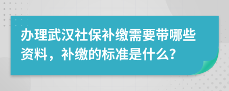 办理武汉社保补缴需要带哪些资料，补缴的标准是什么？