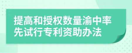 提高和授权数量渝中率先试行专利资助办法