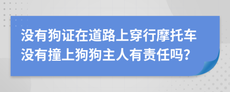 没有狗证在道路上穿行摩托车没有撞上狗狗主人有责任吗？