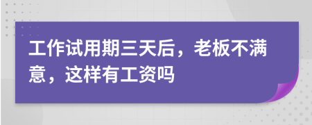 工作试用期三天后，老板不满意，这样有工资吗