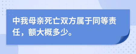 中我母亲死亡双方属于同等责任，额大概多少。