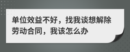 单位效益不好，找我谈想解除劳动合同，我该怎么办