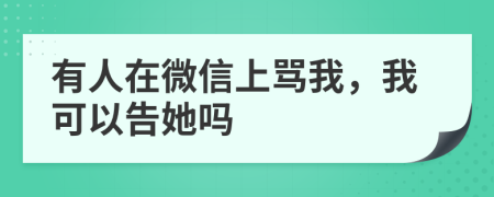 有人在微信上骂我，我可以告她吗