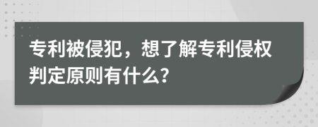 专利被侵犯，想了解专利侵权判定原则有什么？