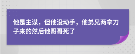 他是主谋，但他没动手，他弟兄两拿刀子来的然后他哥哥死了