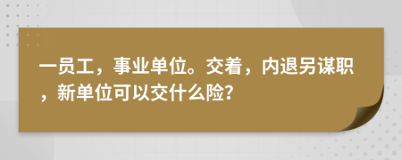 一员工，事业单位。交着，内退另谋职，新单位可以交什么险？