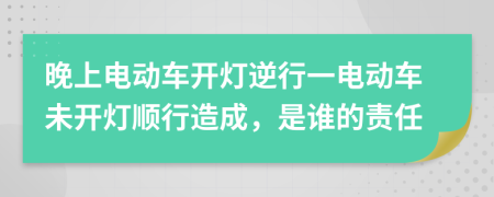 晚上电动车开灯逆行一电动车未开灯顺行造成，是谁的责任