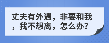 丈夫有外遇，非要和我，我不想离，怎么办？